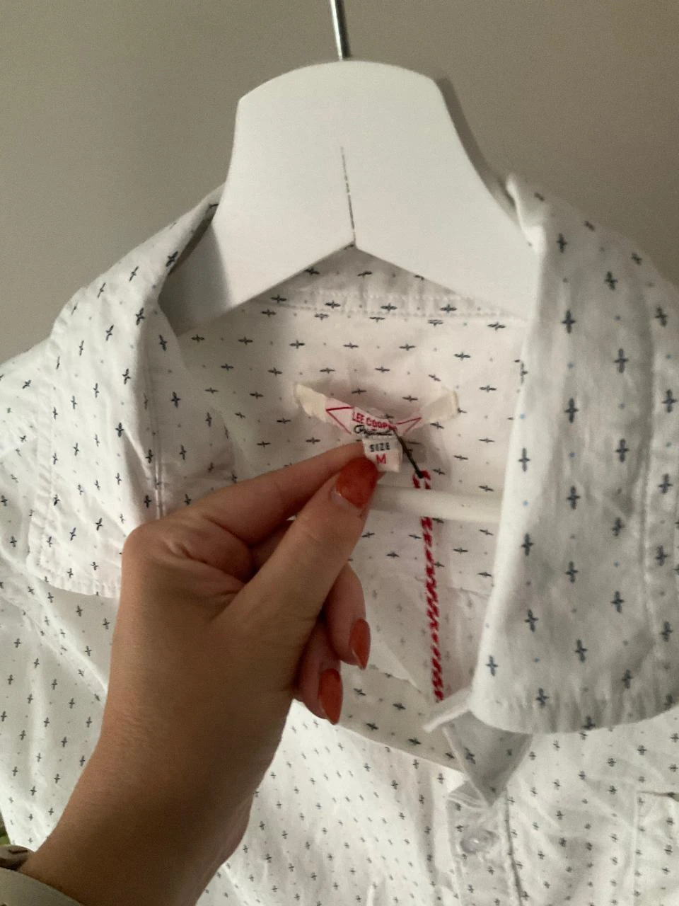 Camisa Lee Cooper blanca con motivos azules Talla M – Nueva – photo 4